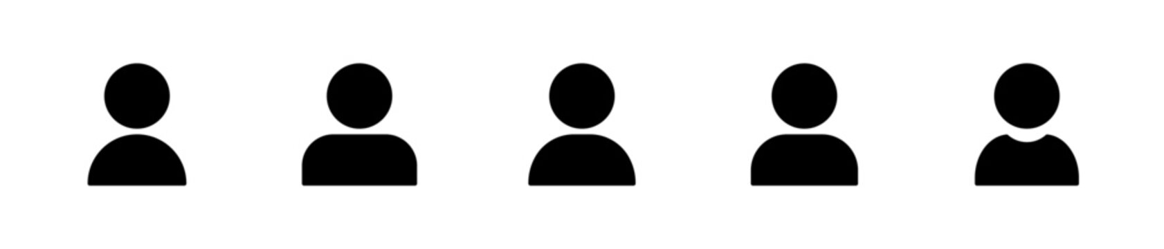 Black user profile avatar icons set