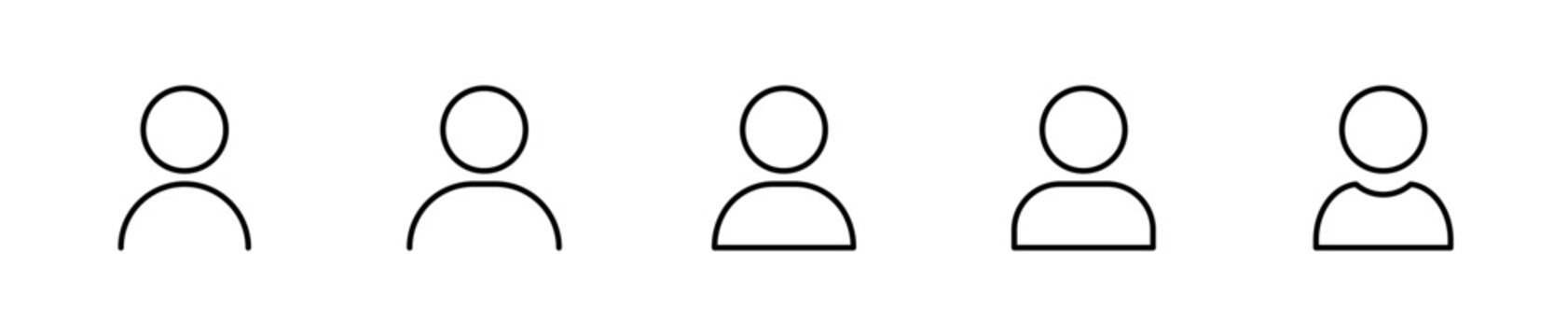 User profile avatar outline icons set