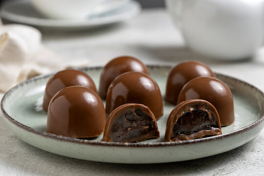Gourmet Chocolate Truffles and Bonbons with Creamy Chocolate Filling