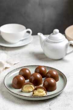 Milk Chocolate Truffles and Bonbons with Creamy White Filling