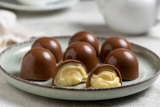 Milk Chocolate Truffles and Bonbons with Creamy White Filling