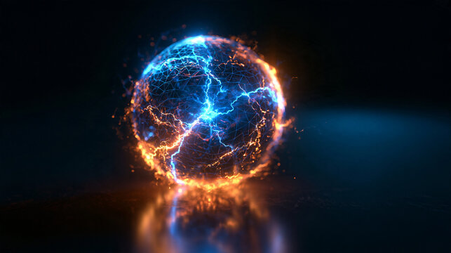 Glowing Plasma Energy Sphere with Electric Lightning
