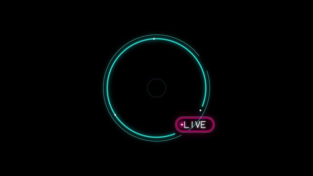 Futuristic cyber HUD circle live record frame with neon glow