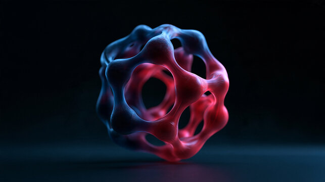 Abstract Molecular Structure 3D Render on Dark Background