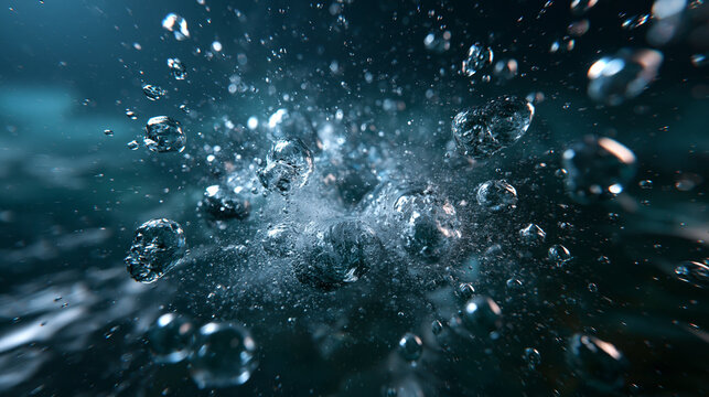 Water Bubbles Exploding Underwater in Dynamic Splash