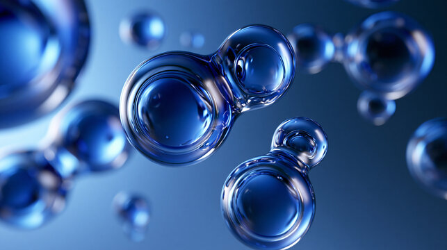 Microscopic Blue Molecular Structure Scientific Illustration