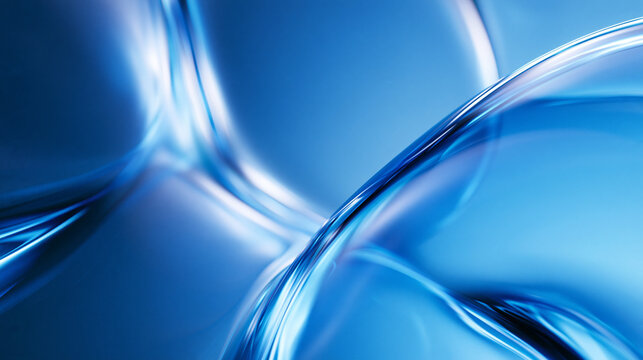 Abstract Blue Glossy Wave Background