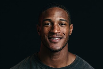 Obraz premium Confident male portrait in soft studio lighting on a black background
