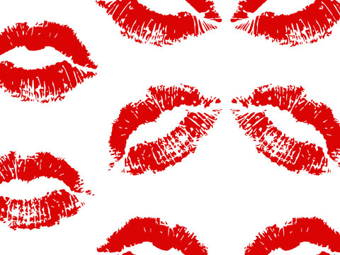 Red lipstick kiss marks pattern design