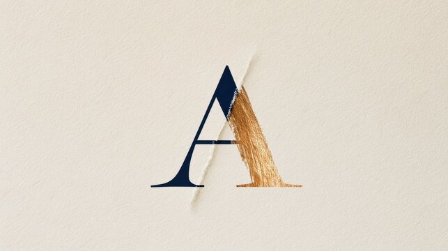 Contemporary Split Monogram Letter A with Shadow on Neutral Background