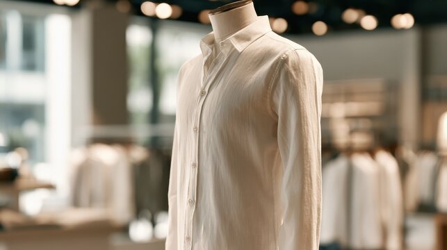 Cotton shirt showcased for men in a summer collection retail display
