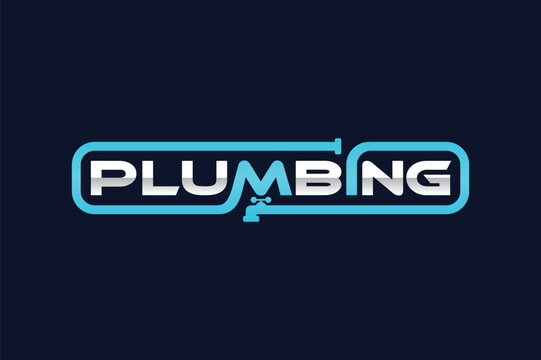Plumbing Logo with Integrated Pipe and Faucet
