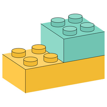 hand drawn Colorful lego building blocks stacked together