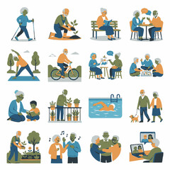 Fototapeta premium Outdoor Recreation Fitness and Active Lifestyle Illustration Collection