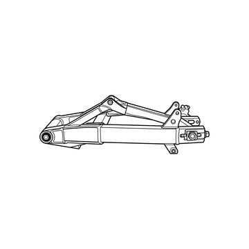 Technical line drawing of a motorcycle swingarm component.
