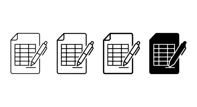 Spreadsheet Icons, Data Grid Icons, Financial Report Icons, Vector Set