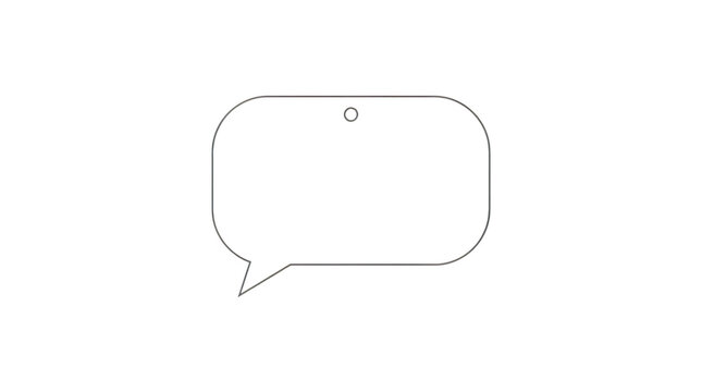 Minimalist speech bubble icon with thin black outline on a transparent background.
