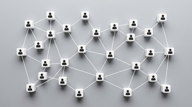Network Connection and Data Sharing Concept with Multiple Users.