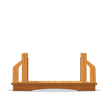 Wooden bridge element isolated on white background for landscape design