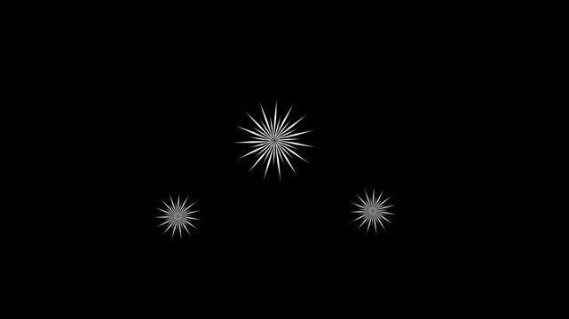 Abstract Infinite Tunnel,firework blast elements, circle sparkle, firework blust effects with pop-up lines 4K  display animation over a solid black background.