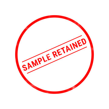 A vibrant red rubber stamp illustration displays the text sample retained clearly marked on a clean white background ideal for document identification purposes