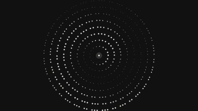 Expanding radial dot pattern on black