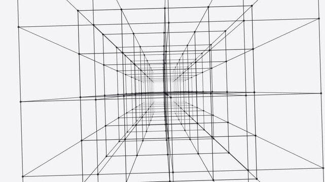 Monochrome Geometric Cube Tunnel Perspective