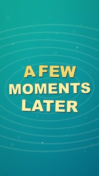 A few moments later animated text transition on a teal lagoon ripple background for vertical social media content.