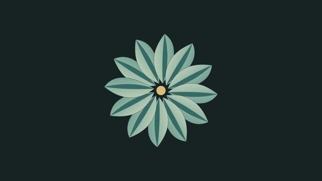 Rotating Teal Petal Mandala Graphic