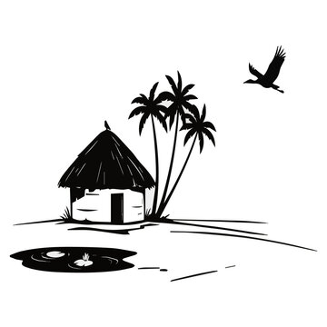 tropical beach hut