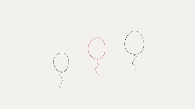 Trio of Sketch Style Balloons Rising