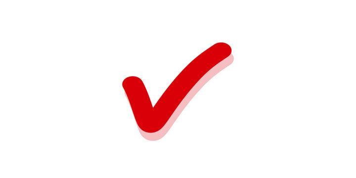 Red checkmark icon with soft drop shadow for approval interfaces.