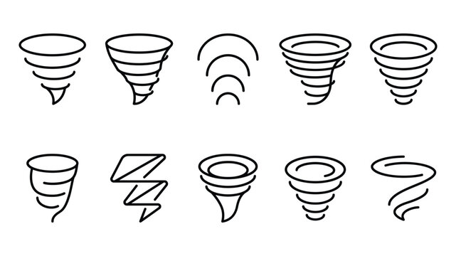 Tornado icon set thin line vortex and cyclone symbols weather vector illustration