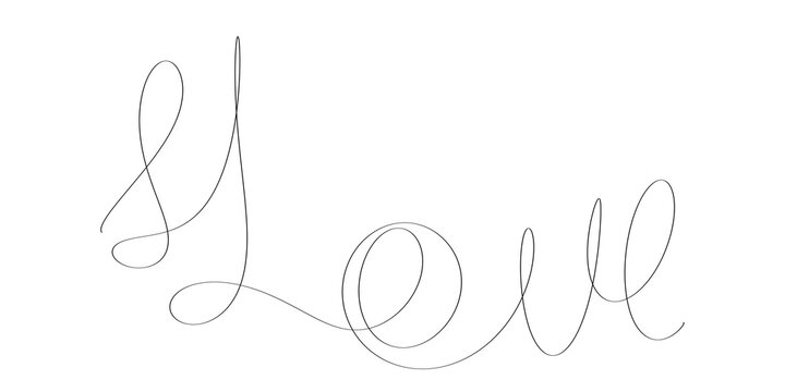Love handwritten black thin line text design on transparent background.