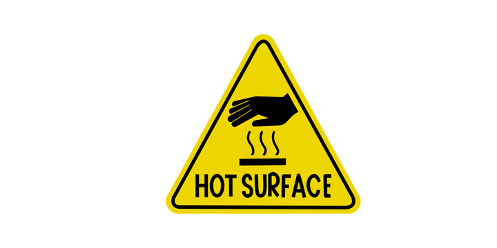 Danger hot surface warning sign, vector illustration, isolated on background.