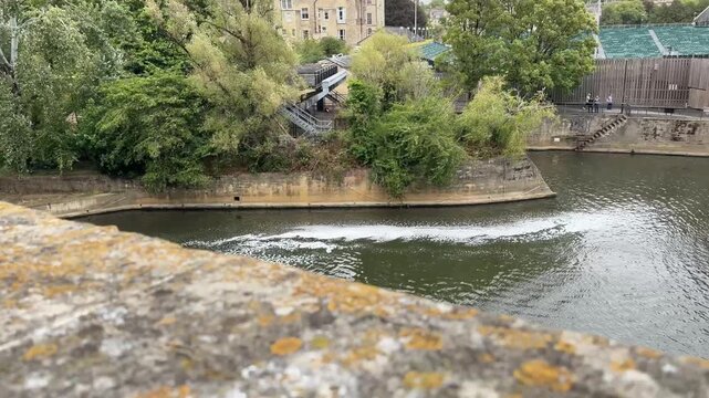 Old Stone Wall Overlooking the River in Bath