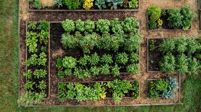Natural Vegetable Garden With Raised Beds