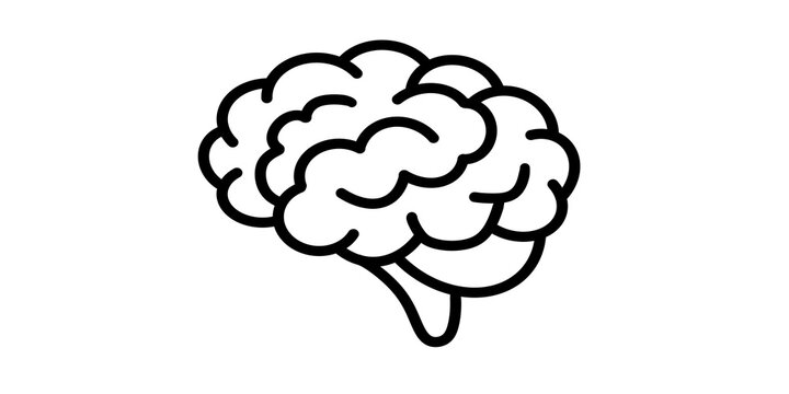 Human brain line art illustration representing intelligence and thoughts.