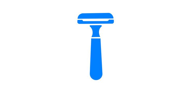 Blue razor icon isolated on transparent background for shaving equipment.