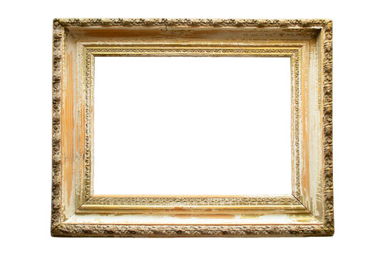 Old antique vintage decorative frame. Cut out background, PNG. Stylish classic painting, and carved design patterns