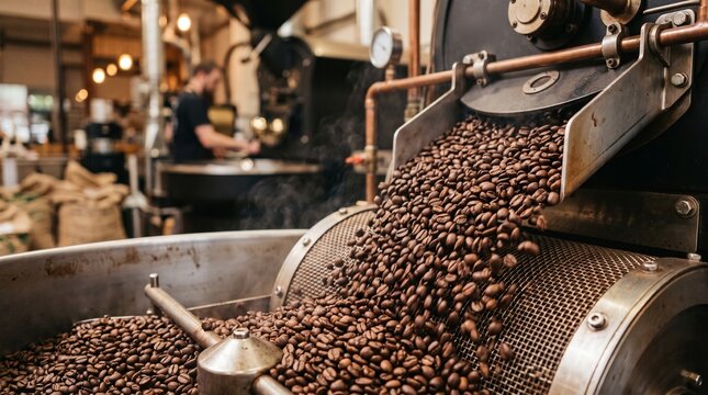 Coffee Grinder with Roasted Coffee Beans on White Background for Fresh Espresso Preparation and Cafe Beverage Concepts