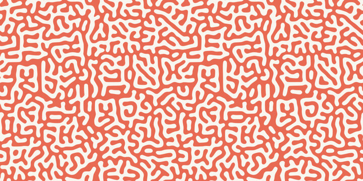 Turing Pattern Seamless Background. Abstract Coral Organic Vector Texture In Red White