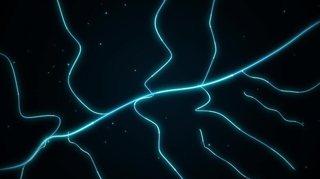 Abstract blue glowing organic branching structure in dark void with subtle particles