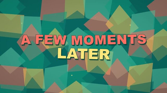 A few moments later text transition with tropical mosaic background for video editing and memes.