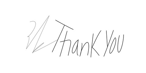 Minimalist thank you text lettering graphic with abstract line flourish. © Naqeeb