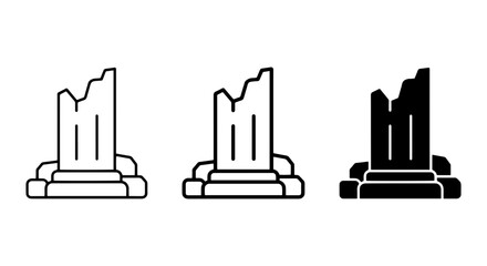 Obraz premium Broken Column Icons, Ancient Ruin Architecture, Classical Pillar Symbols, Vector Set