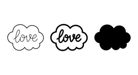 Obraz premium Love Cloud Icons, Romantic Speech Bubbles, Heartfelt Emotion Symbols, Vector Graphics for Valentine's Day and Relationships