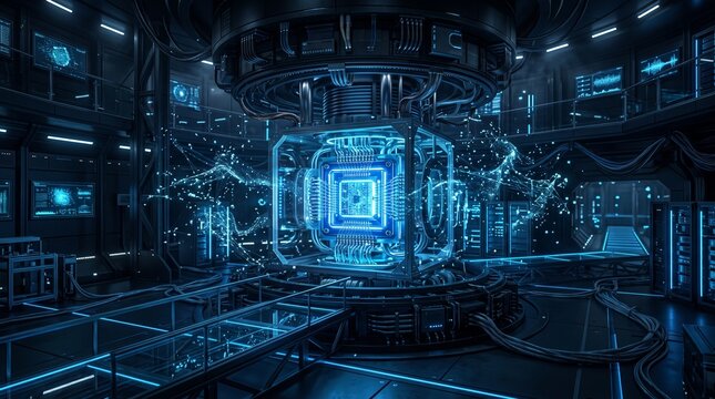 Adobe Stock Title:
Futuristic Quantum Computing Laboratory With Advanced Processor and Next Generation Technology