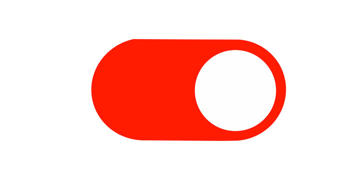 Red toggle switch slider icon on transparent background for settings.