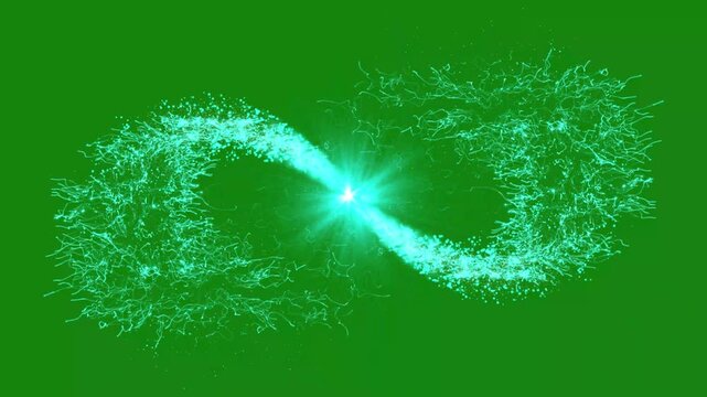 continuous 4k sparkle flow with shining star particles dynamic paste color dust trail animation. glitter line glow lights optical lens flare twinkle twinkling star line green background